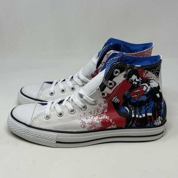 Converse All Star Hi DC Comics Superman Shoes Mens 8 Womens 10 White Red Graphic - Picture 3 of 15